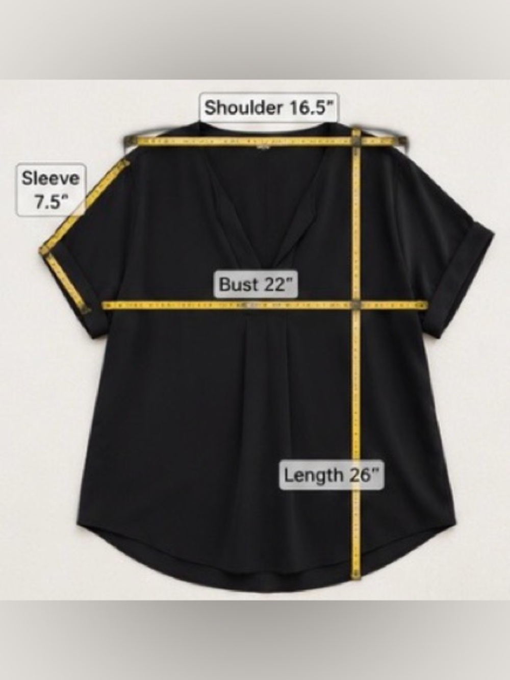 Max Studio Split Neck Roll Tab Blouse Black Large Casual Chic Top NWOT - Picture 4 of 7